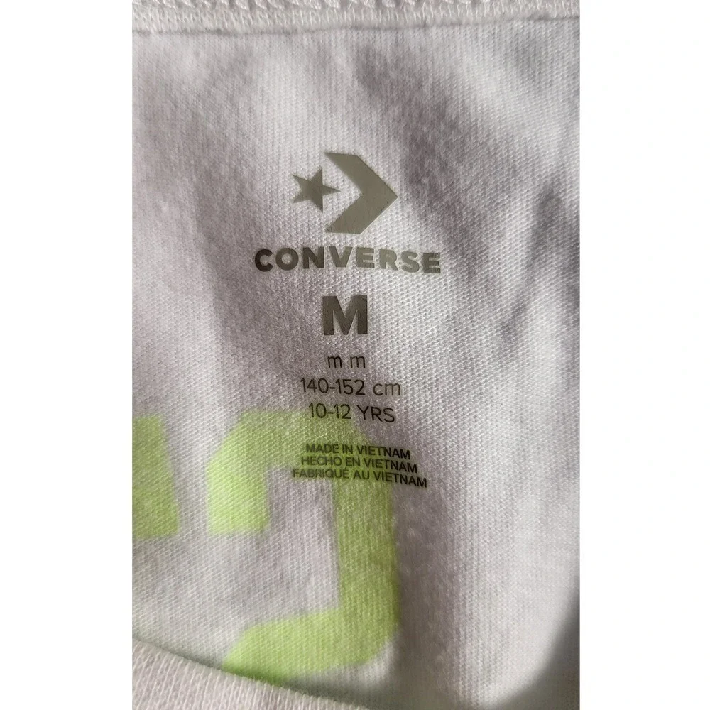 Converse All Star Tank Top Sleeveless Graphic White Neon Green Youth Size M